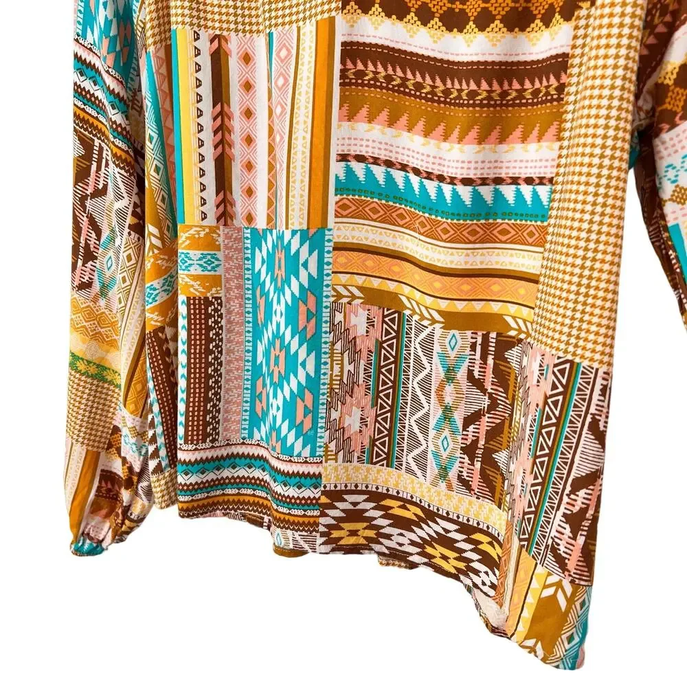 Anthropologie Savanna Jane Large Boho Blouse Shirt Top Boho Festival Tropical - Picture 6 of 9